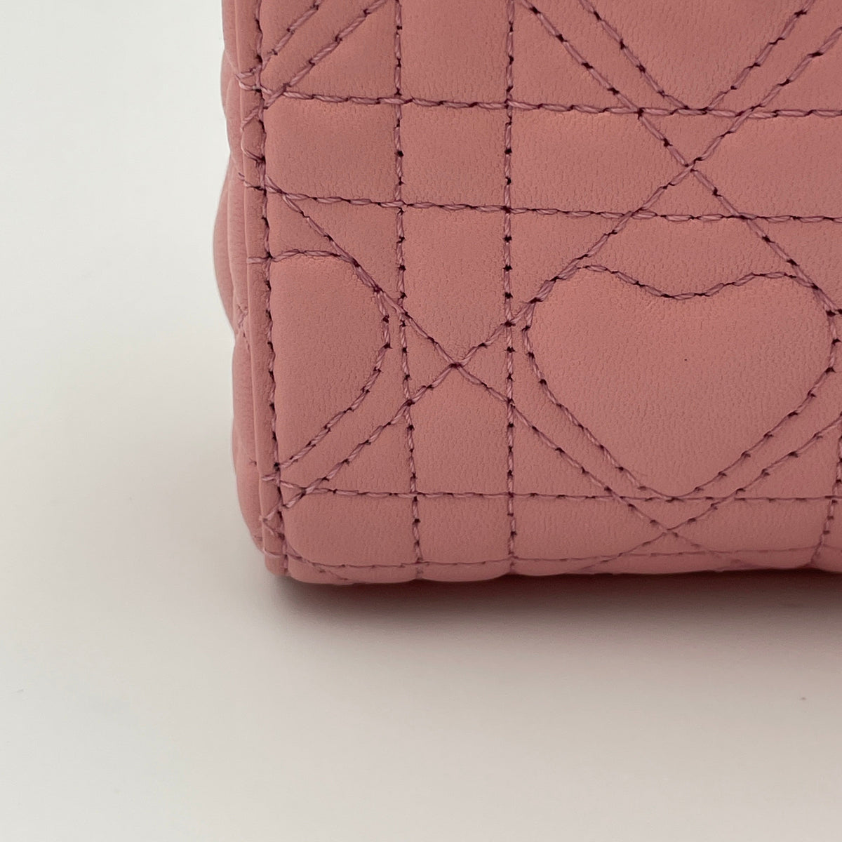 D-Joy Micro Pink Top Handle Bag in Lambskin, Light Gold hardware