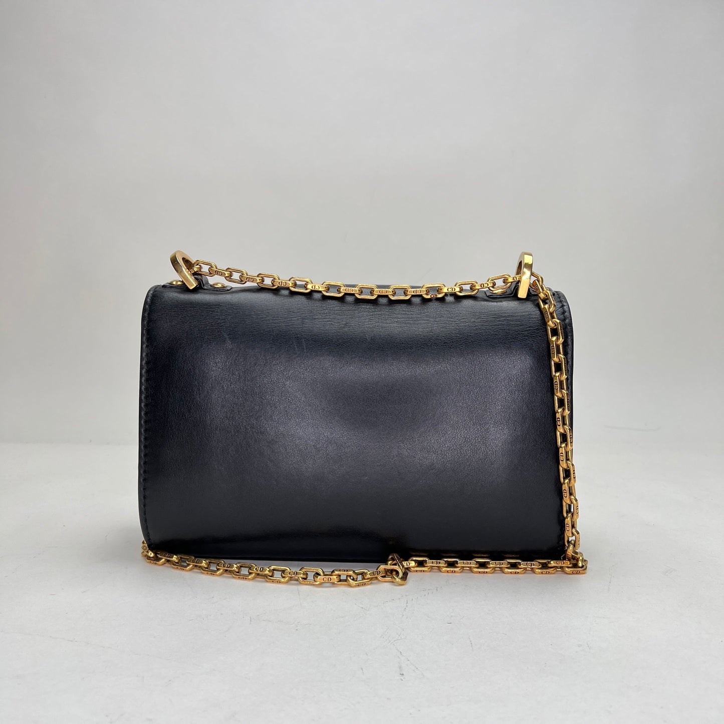 J'adior Black Shoulder Bag in Calfskin, Gold hardware