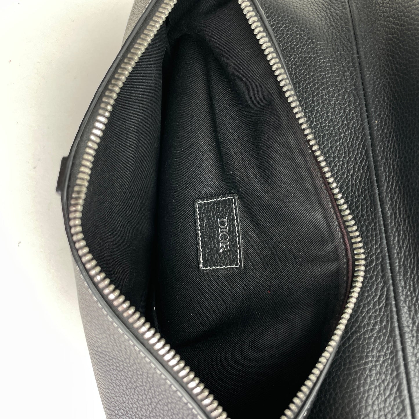 Saddle One Size Black Shoulder Bag in Calfskin, Silver hardware
