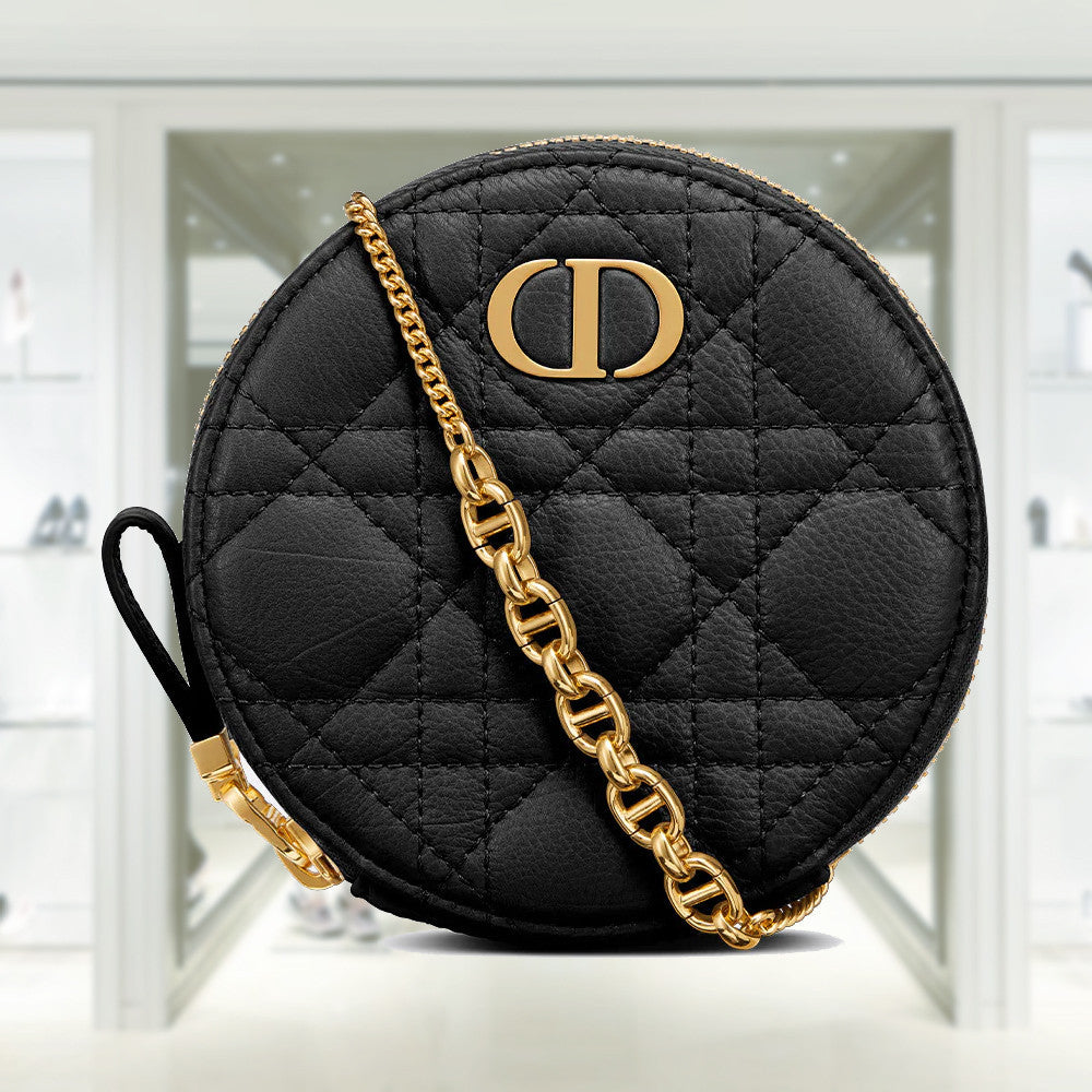 DIOR CARO ROUND POUCH WITH CHAIN