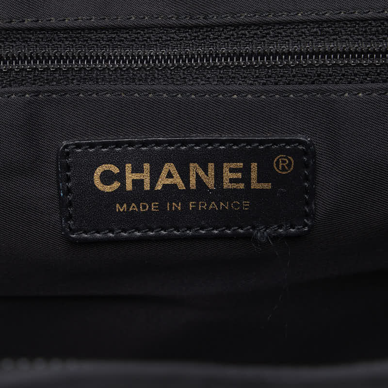 Chanel New Label Line  PM houlder Bag Black Nylon Leather Canvas  Chanel