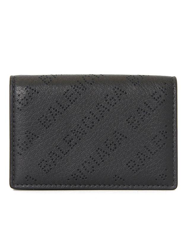 Luxury Balenciaga  Logo Perforated Half Wallet Black