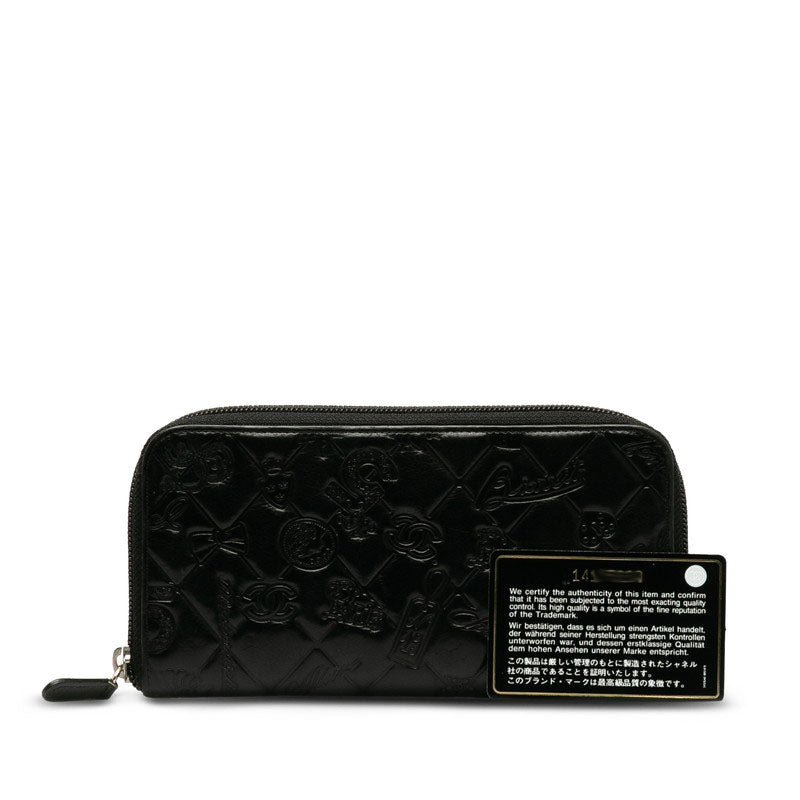 CHANEL CHANEL Mattress Long Wallet Leather Black Ladies Market