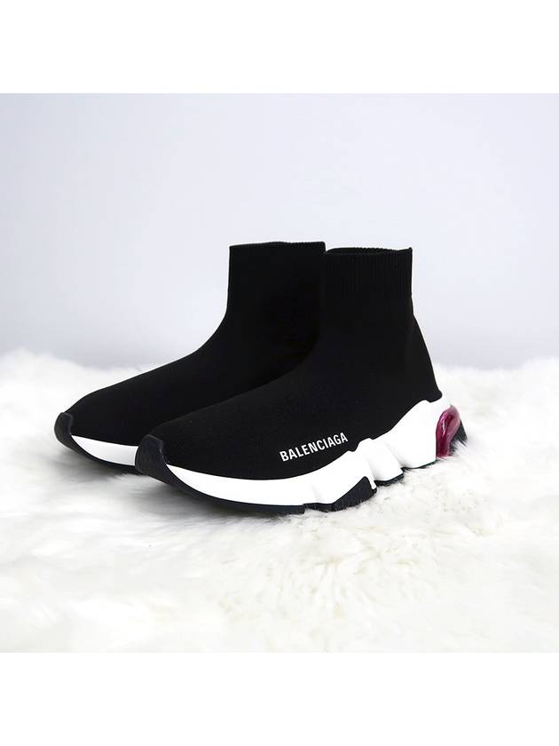 Luxury Balenciaga  Speed Clear Sole High Top Sneakers Pink Black