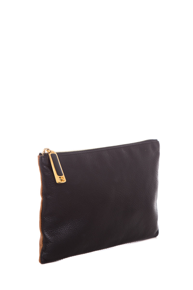 Fendi Black & Brown Leather Pouch