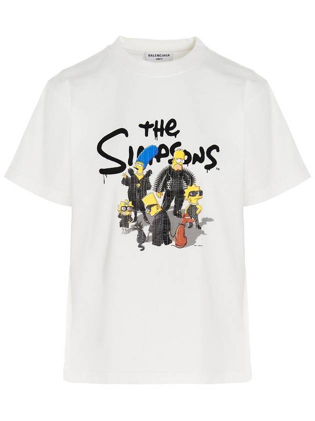 Luxury Balenciaga  WoMen's The Simpsons Printing Small Fit Short Sleeve T-Shirt White