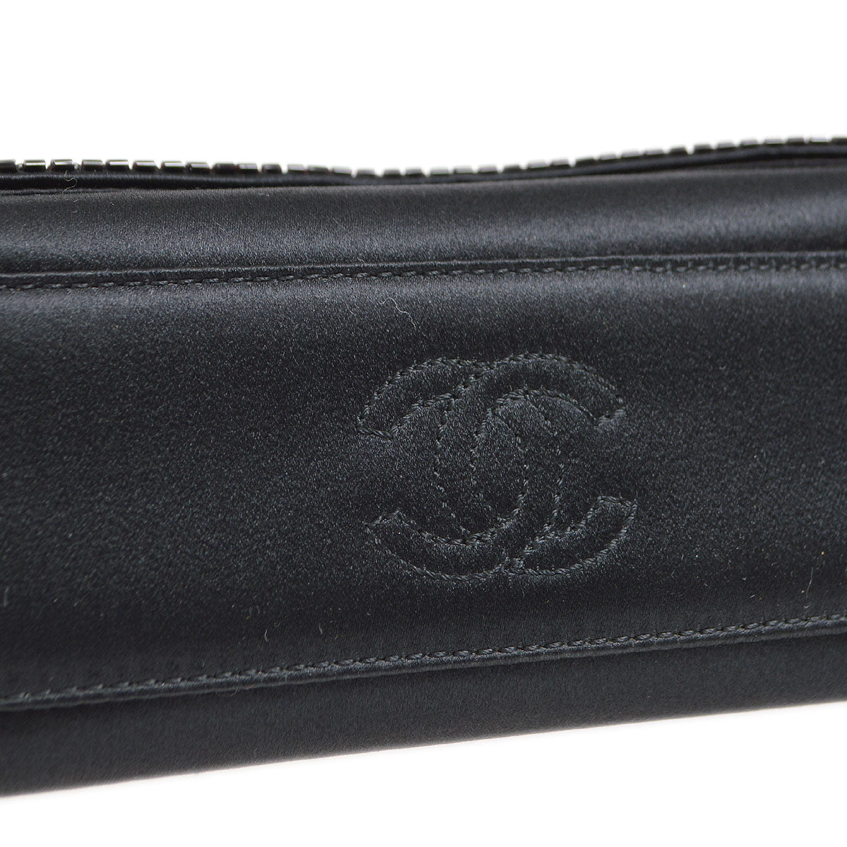 Chanel 1997-1999 Bead Shoulder Bag Black Satin