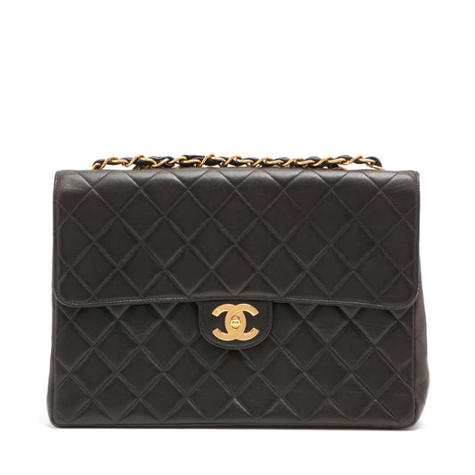 Chanel DECAMATRASE Lambskinkin Single Flap Double Chain Bag Black Gold  4th