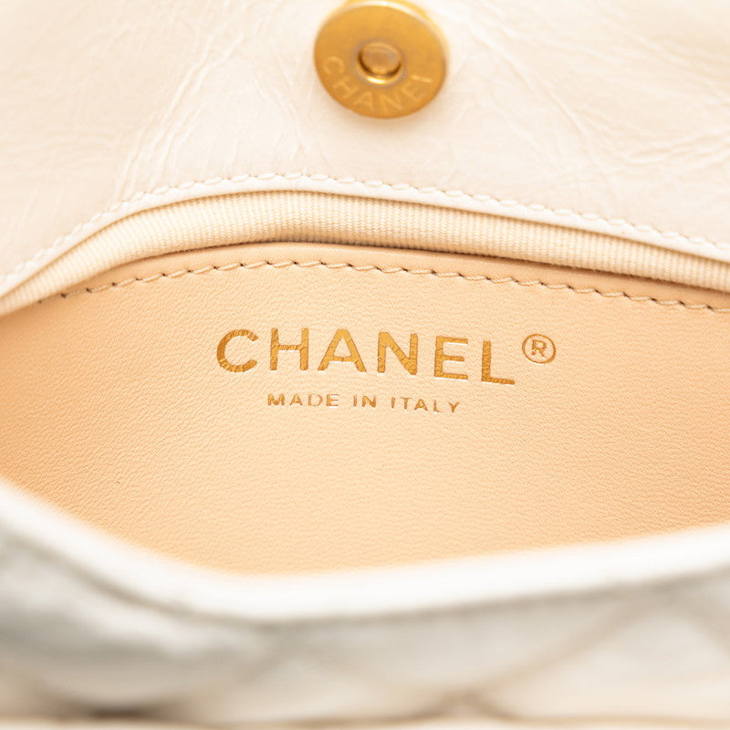 Chanel Matrases Coco  Chain Shoulder Bag White Leather  Chanel
