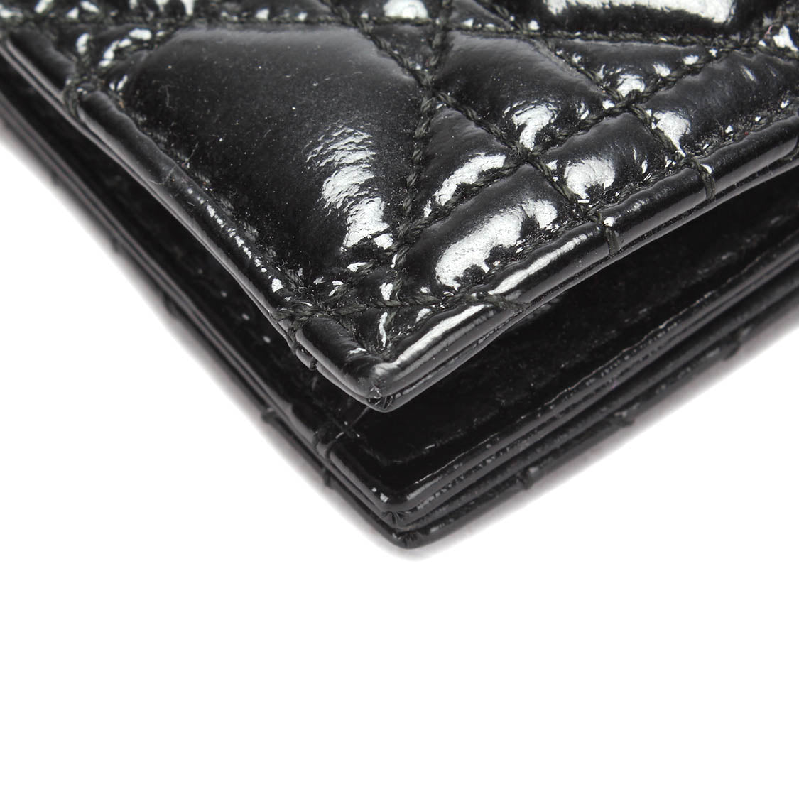 Cannage Patent Leather Wallet on Chain