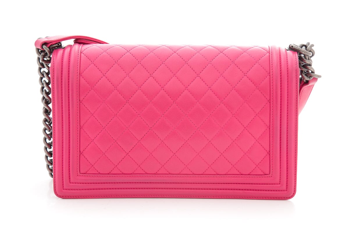 Chanel 2014 Hot Pink New Med Boy Bag HandBag