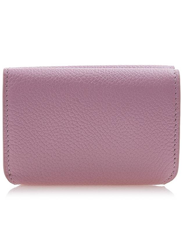 Luxury Balenciaga  Logo Tripold Leather Half-Wallet Pink
