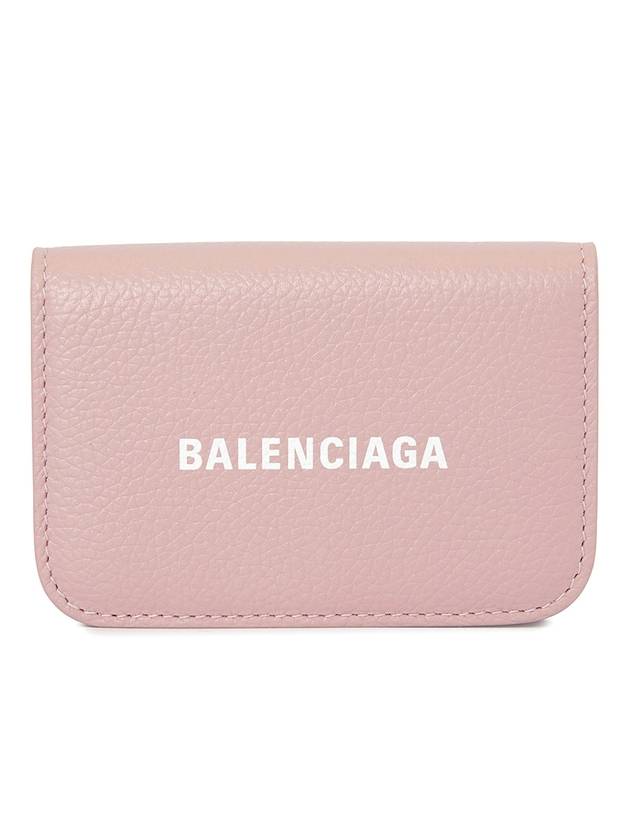 Luxury Balenciaga  Logo Tripold Leather Half-Wallet Pink