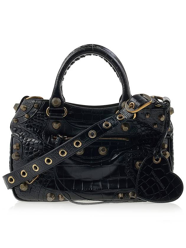 Luxury Balenciaga  Neo Cagole Medium Leather Tote Bag Black