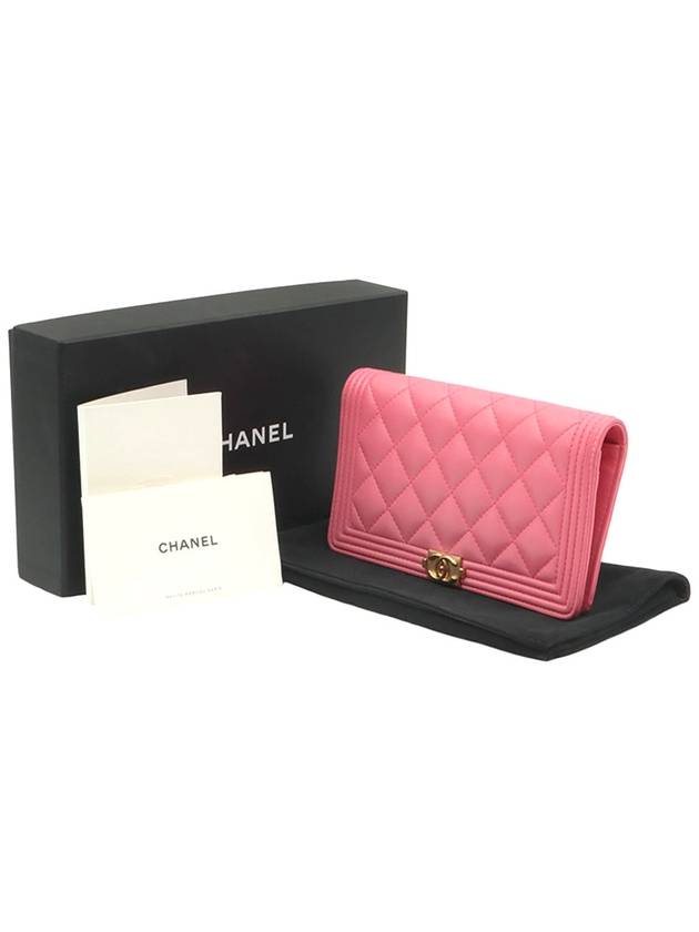 Pink Lambskin Boy Long Flap Wallet 22nd A80285 Chanel