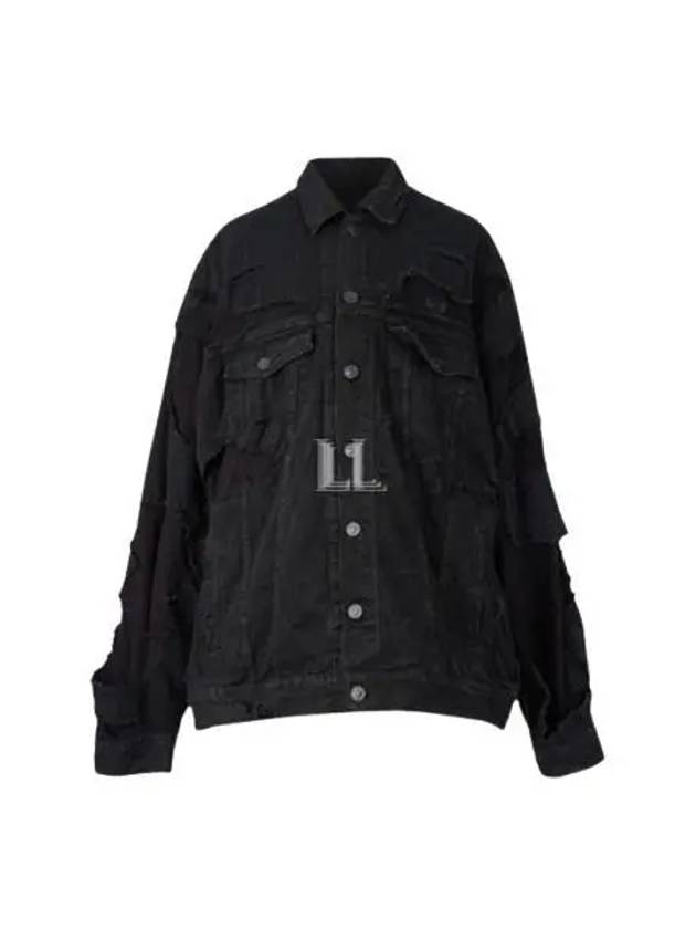 Luxury Balenciaga  Unity Sports Icon Patchwork Denim Jacket Black