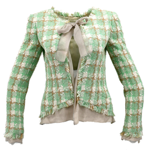 Chanel Collarless Jacket Green 23 #38