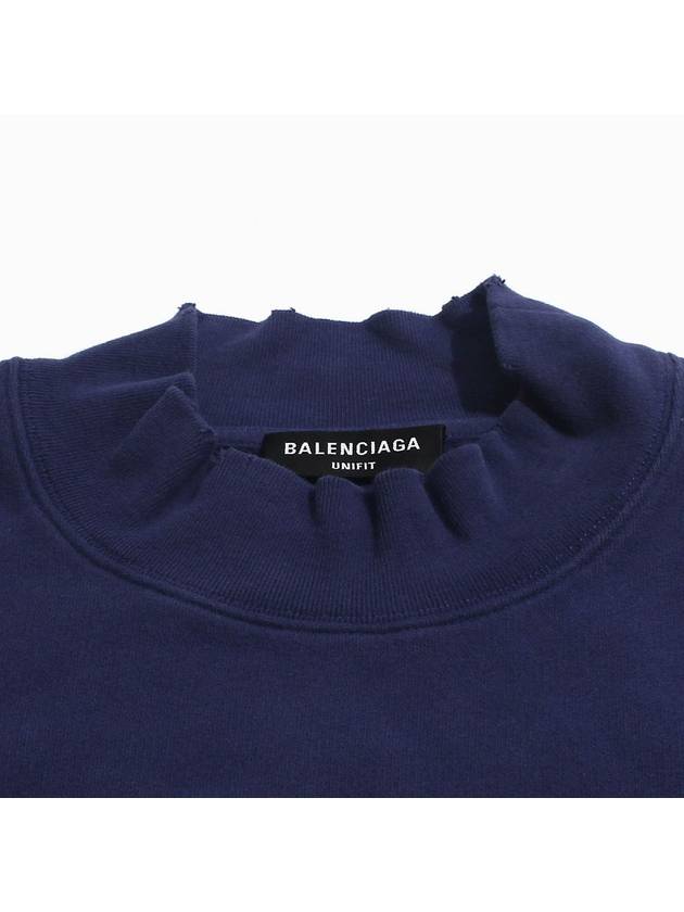 Luxury Balenciaga  WoMen's Free Embroidery Distressed Sweatshirt Navy