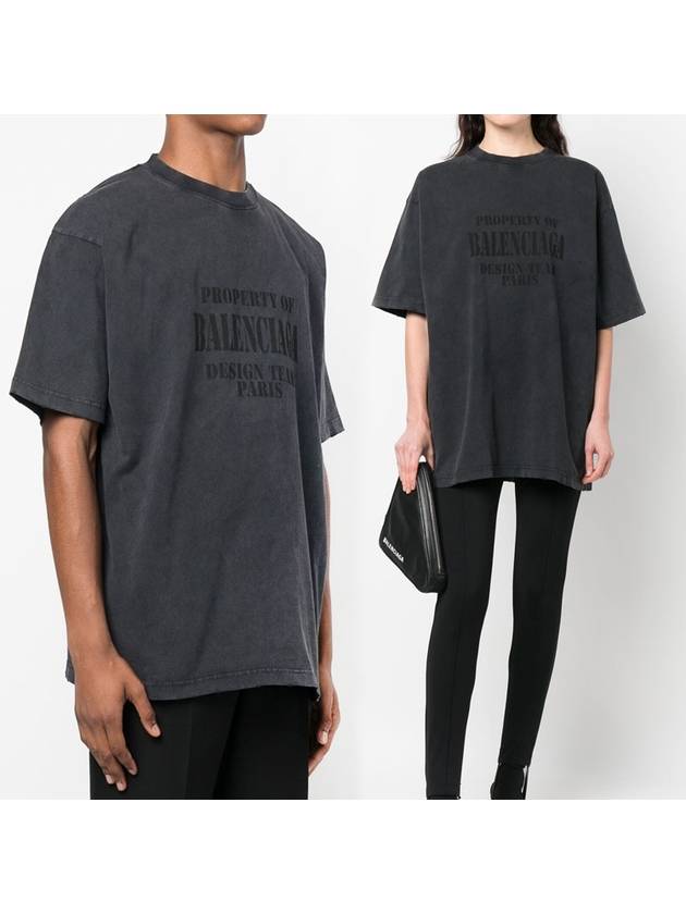 Luxury Balenciaga  Logo Print Short Sleeve T-Shirt Washed Black