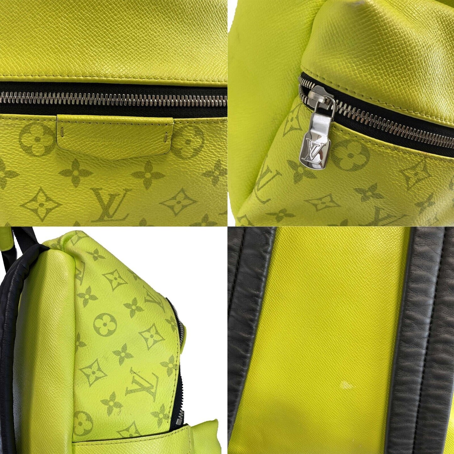 LOUIS VUITTON Taiga Monogram Discovery Backpack Neon Yellow