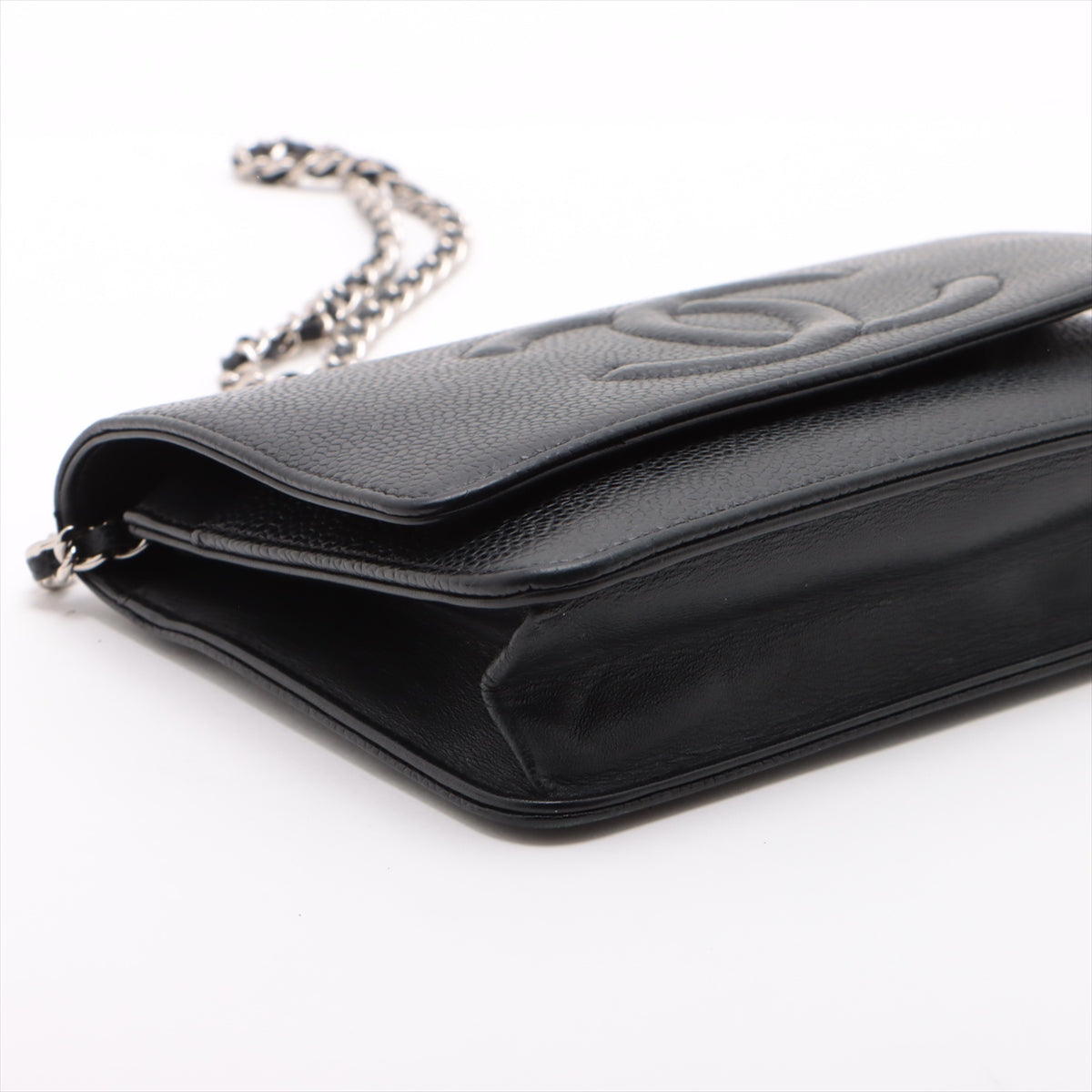 Chanel Coco Caviar S Chain Wallet Black Silver G  19th