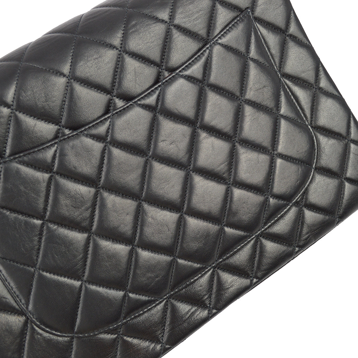 Chanel 2000-2001 Black Lambskin Jumbo Small CC Classic Flap Bag