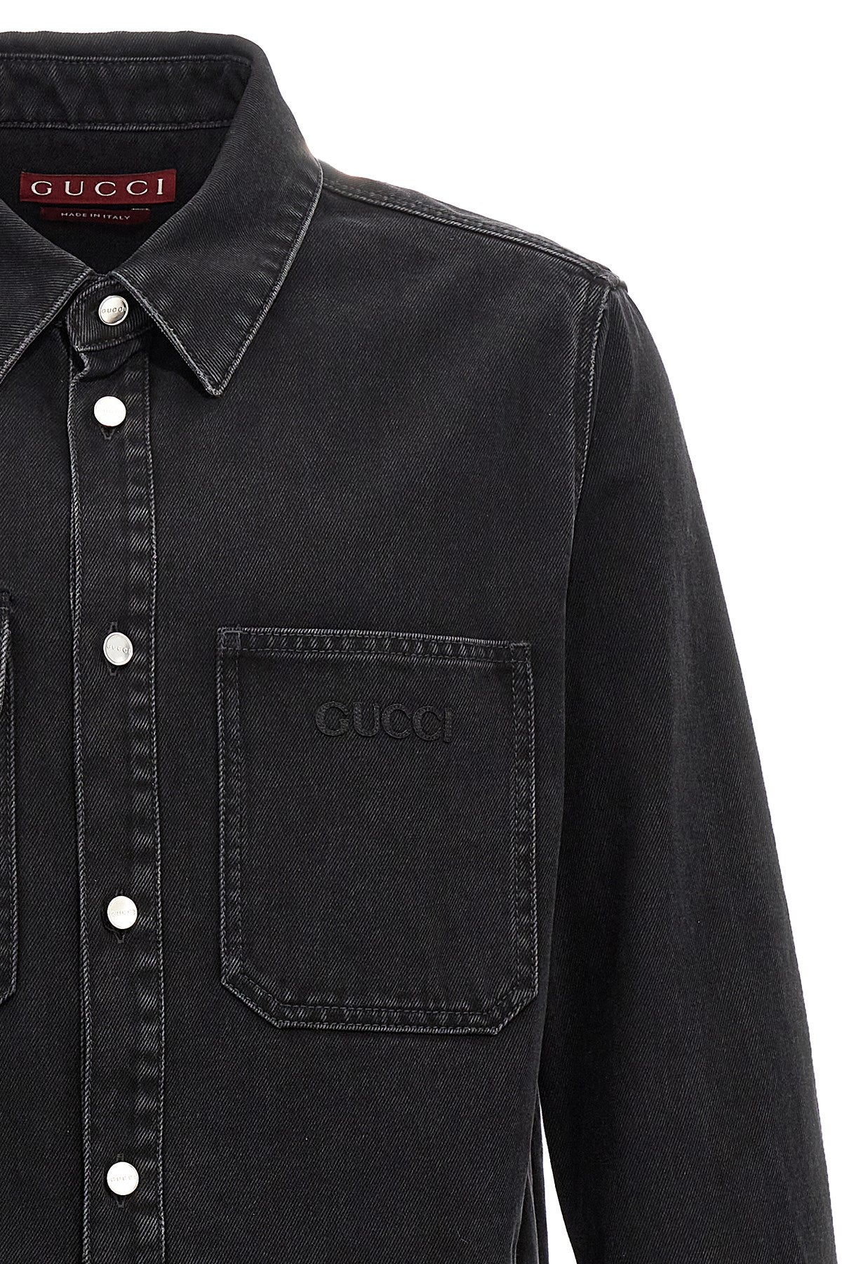 Gucci Men Logo Embroidery Denim Jacket