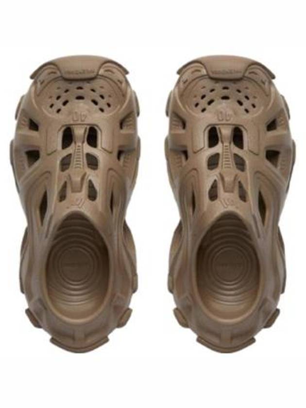 Luxury Balenciaga  HD Embossed Logo Cut-Out Rubber Mule Dark Beige