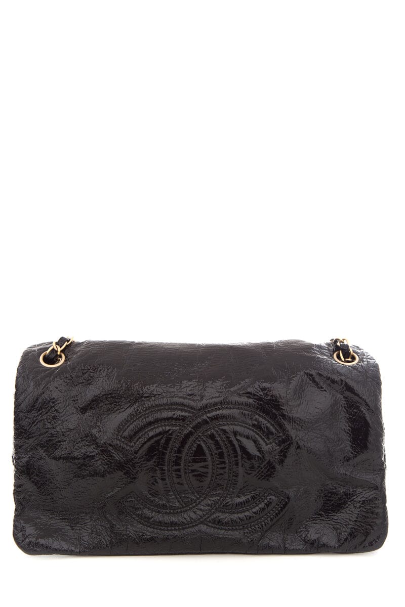 Chanel 2006 Black Vinyl Medium Rock & Chain Flap HandBag