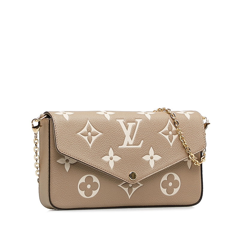 Louis Vuitton Monogram Implant Poschet Felice Chain  M82480 Étope Grey Leather  Louis Vuitton