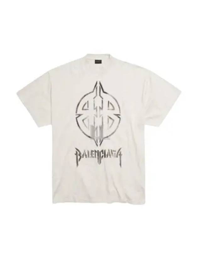 Luxury Balenciaga  Metal BB Stencil Cotton Short Sleeve T-Shirt White
