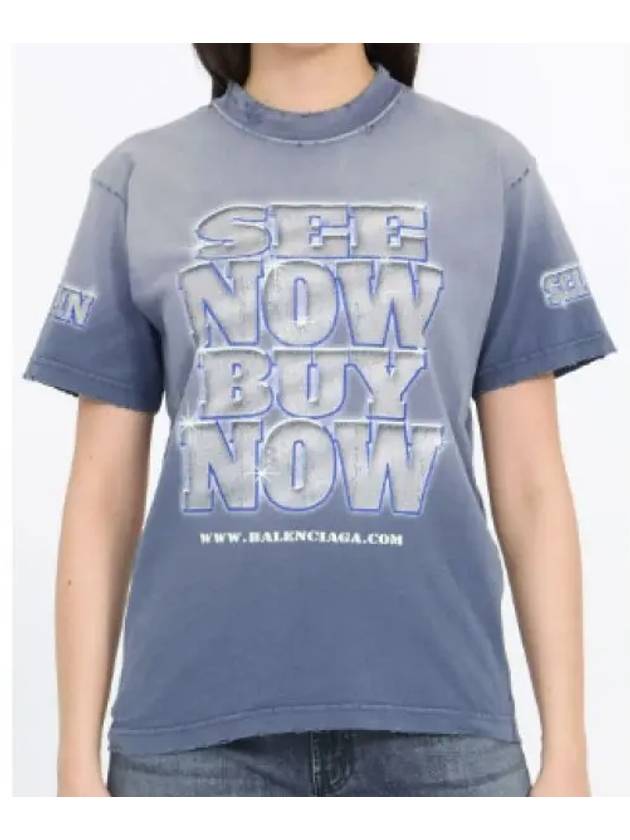 Luxury Balenciaga  See Now Buy Now Short Sleeve T-Shirt Blue