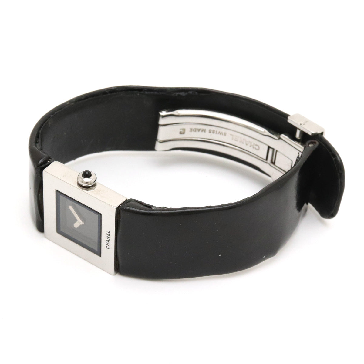 Chanel Matrasse SS Emmeline Leather Belt Black   Quartz Watch H0116