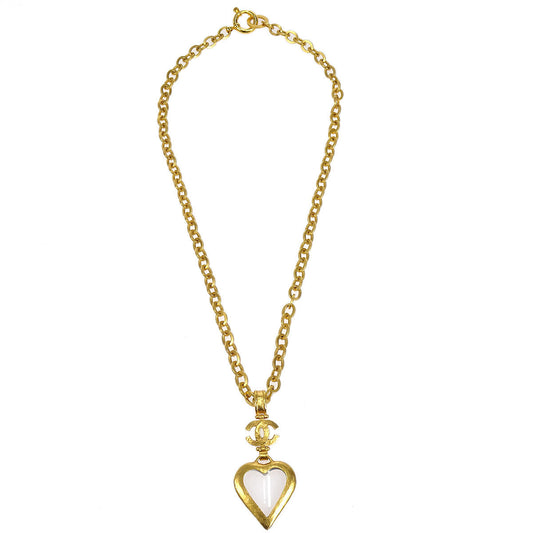 Chanel 1995 Heart Loupe Gold Chain Necklace