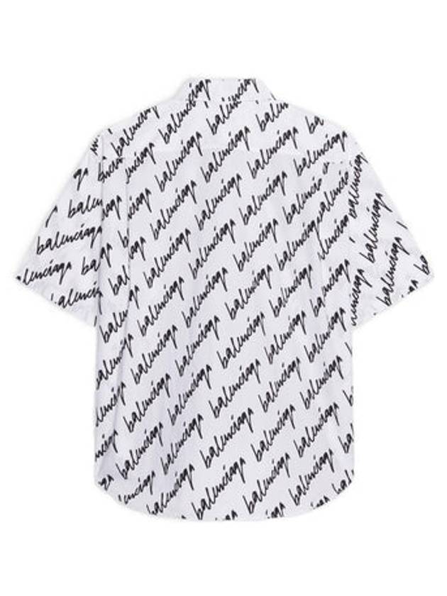 Luxury Balenciaga  All-Over Logo Print Short Sleeve Shirt White