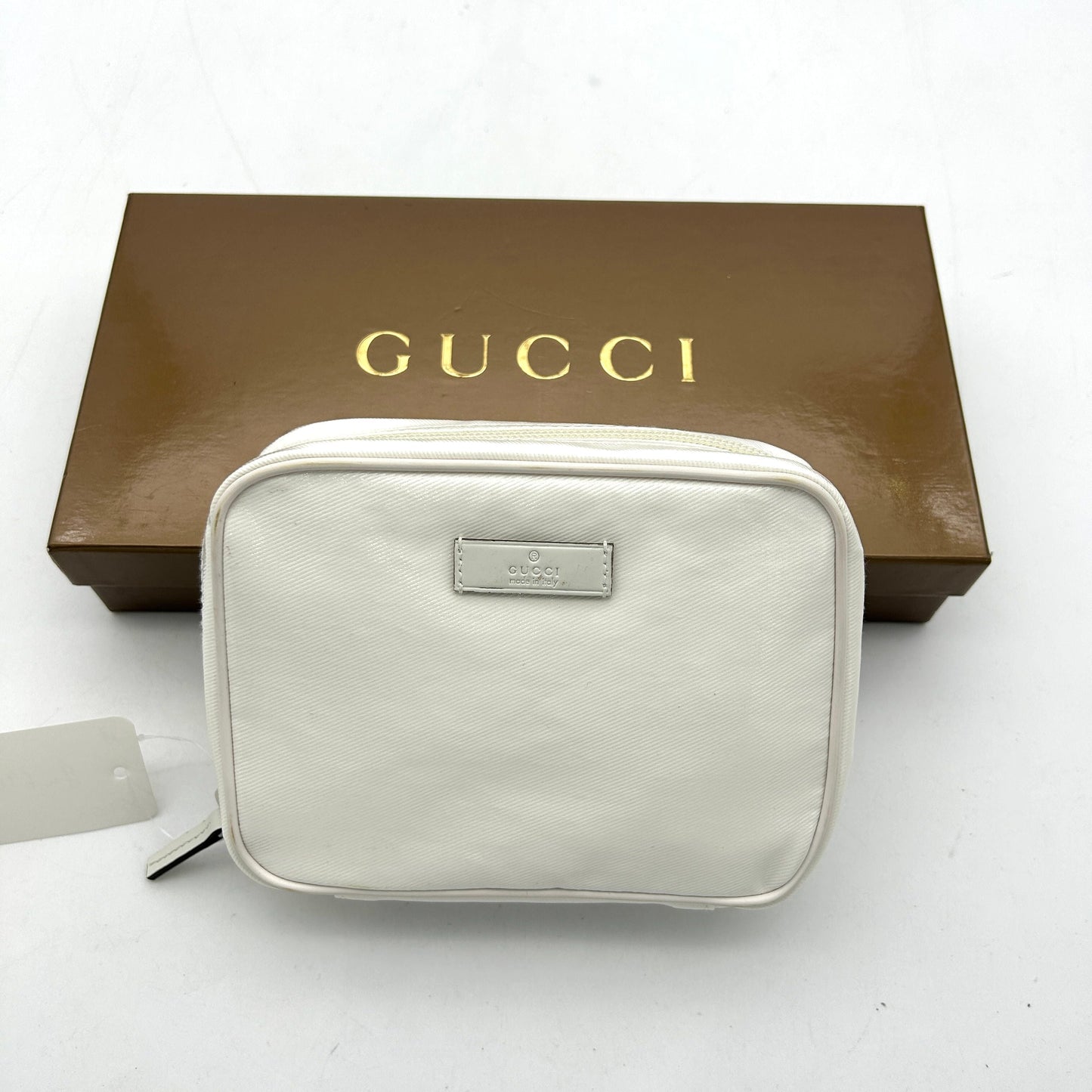 Small GG crossbody bag with tag in white leather gu6909ck
