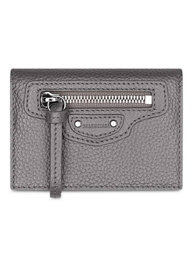 Luxury Balenciaga  Neo Classic Logo Tri-Fold Half Wallet Grey