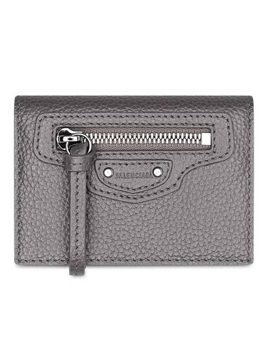 Luxury Balenciaga  Neo Classic Logo Tri-Fold Half Wallet Grey
