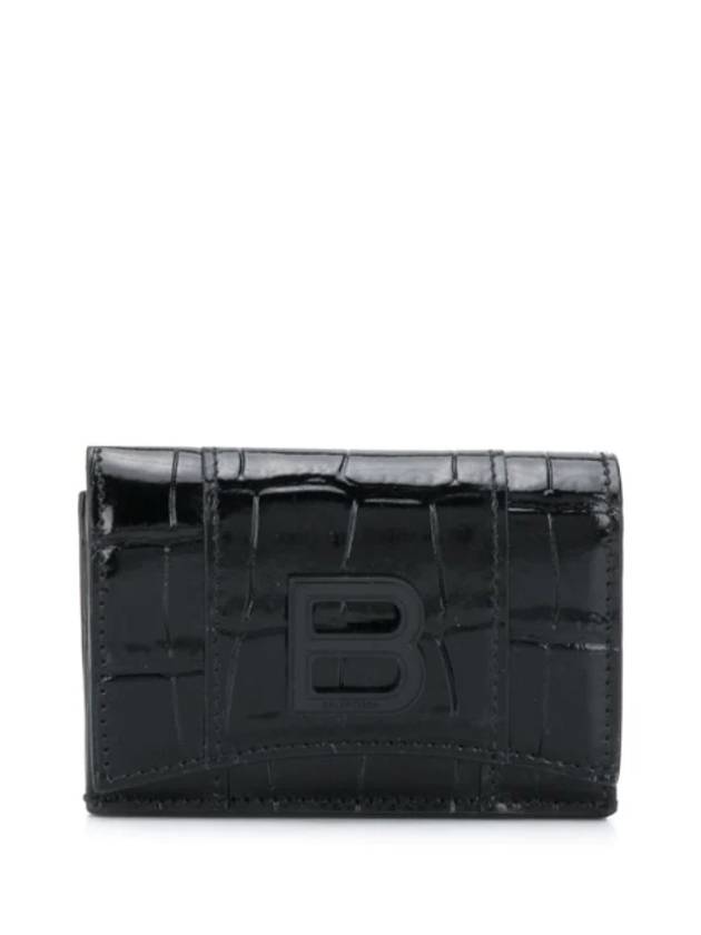 Luxury Balenciaga  Hourglass B Logo Half Wallet Black