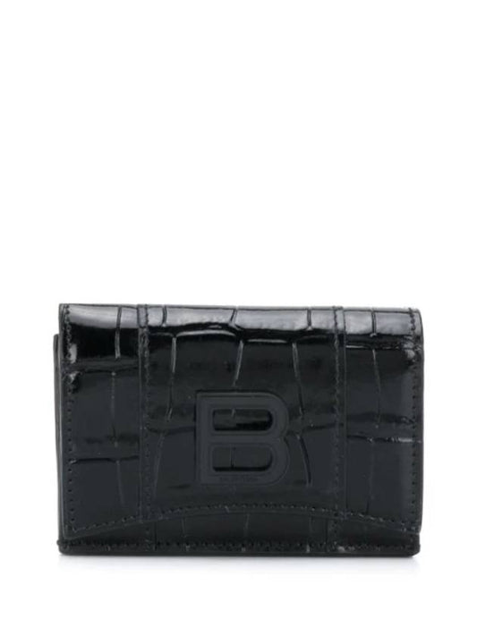 Luxury Balenciaga  Hourglass B Logo Half Wallet Black