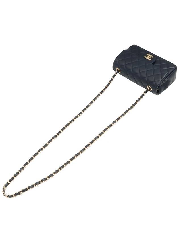 Dark Navy Lambskin CC Logo Champagne Gold Chain Classic New Mini Flap Shoulder Bag 29th A69900 Chanel