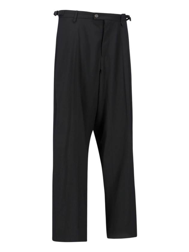 Luxury Balenciaga  Waist Buckle Strap Straight Pants Black
