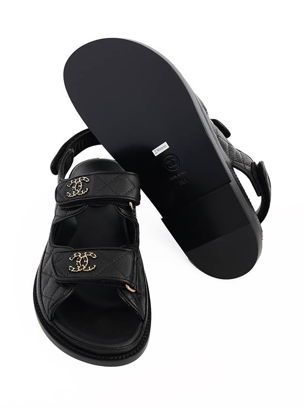 WoMen's CC Logo Velcro Sandals Gold Black Chanel