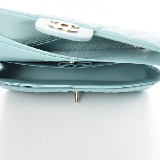 Chanel Medium Classic Handbag Pale Blue Gold-Tone Metal