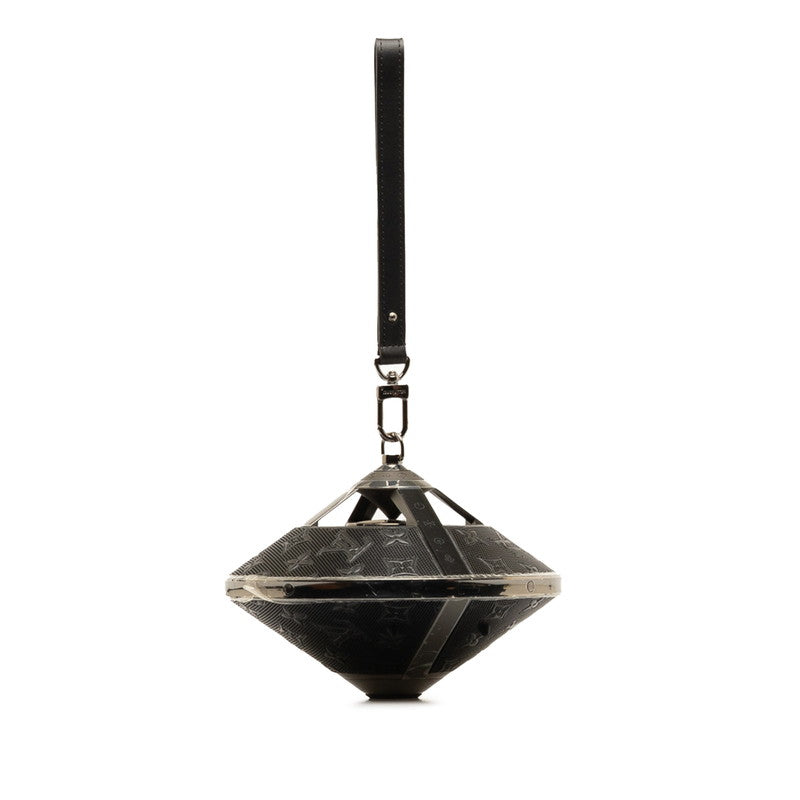 Louis Vuitton Monogram Horizon Lighting Speaker Obje QAC000 Gummetal Black Stainless Leather Men LOUIS VUITTON