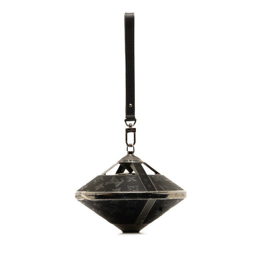 Louis Vuitton Monogram Horizon Lighting Speaker Obje QAC000 Gummetal Black Stainless Leather Men LOUIS VUITTON