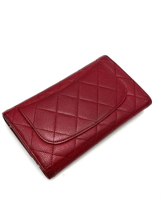 Classic caviar silver flap long wallet Chanel