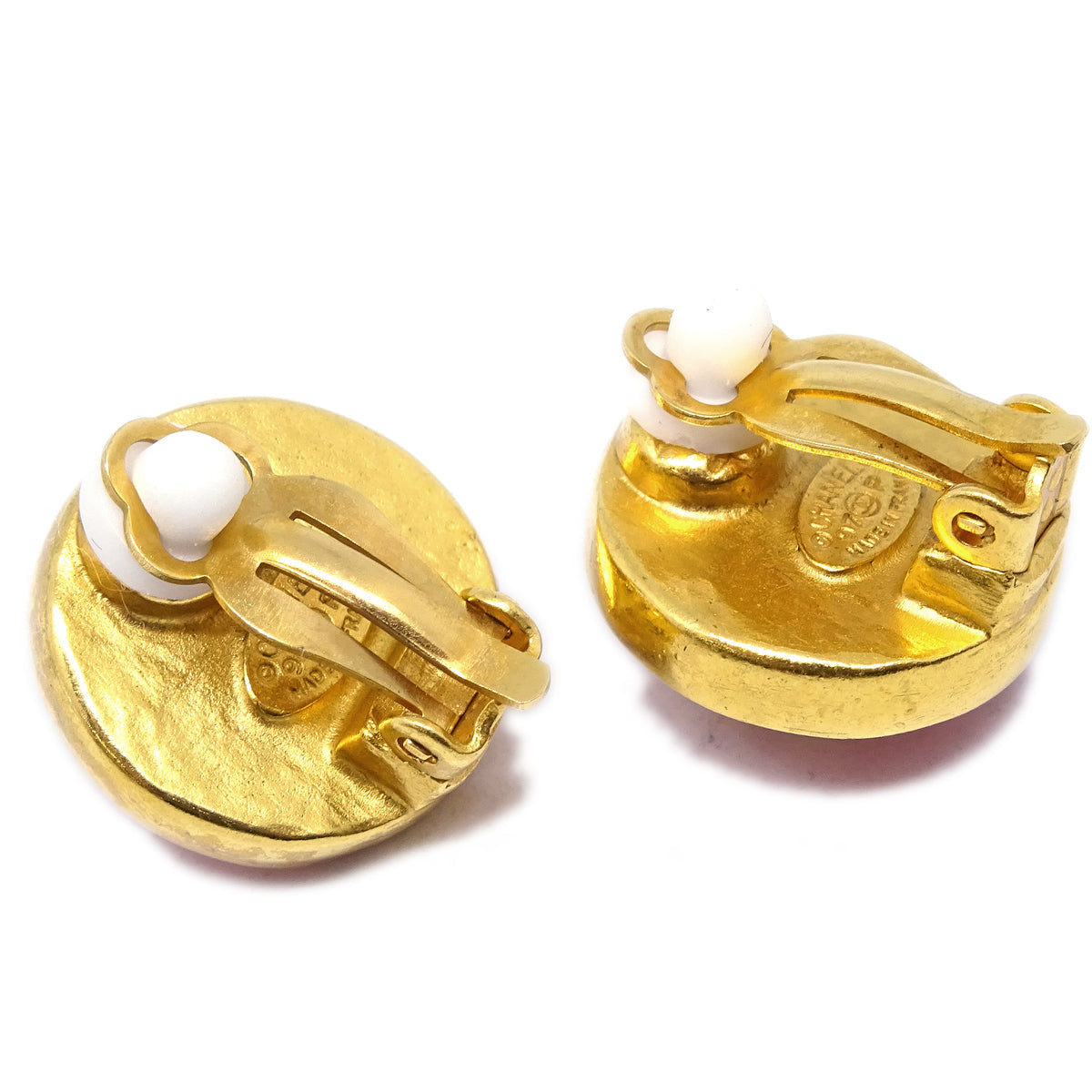 Chanel Stone Earrings Clip-On Pink 97P