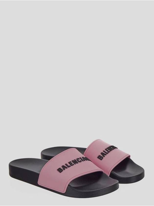 Luxury Balenciaga  Logo Pool Slippers Pink