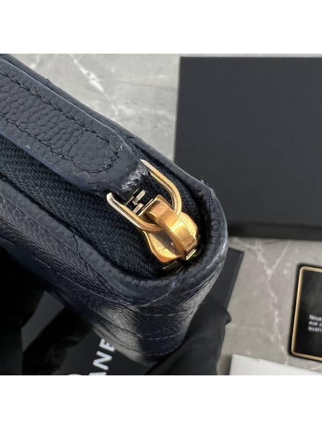 Zipper gold card wallet navy Chanel